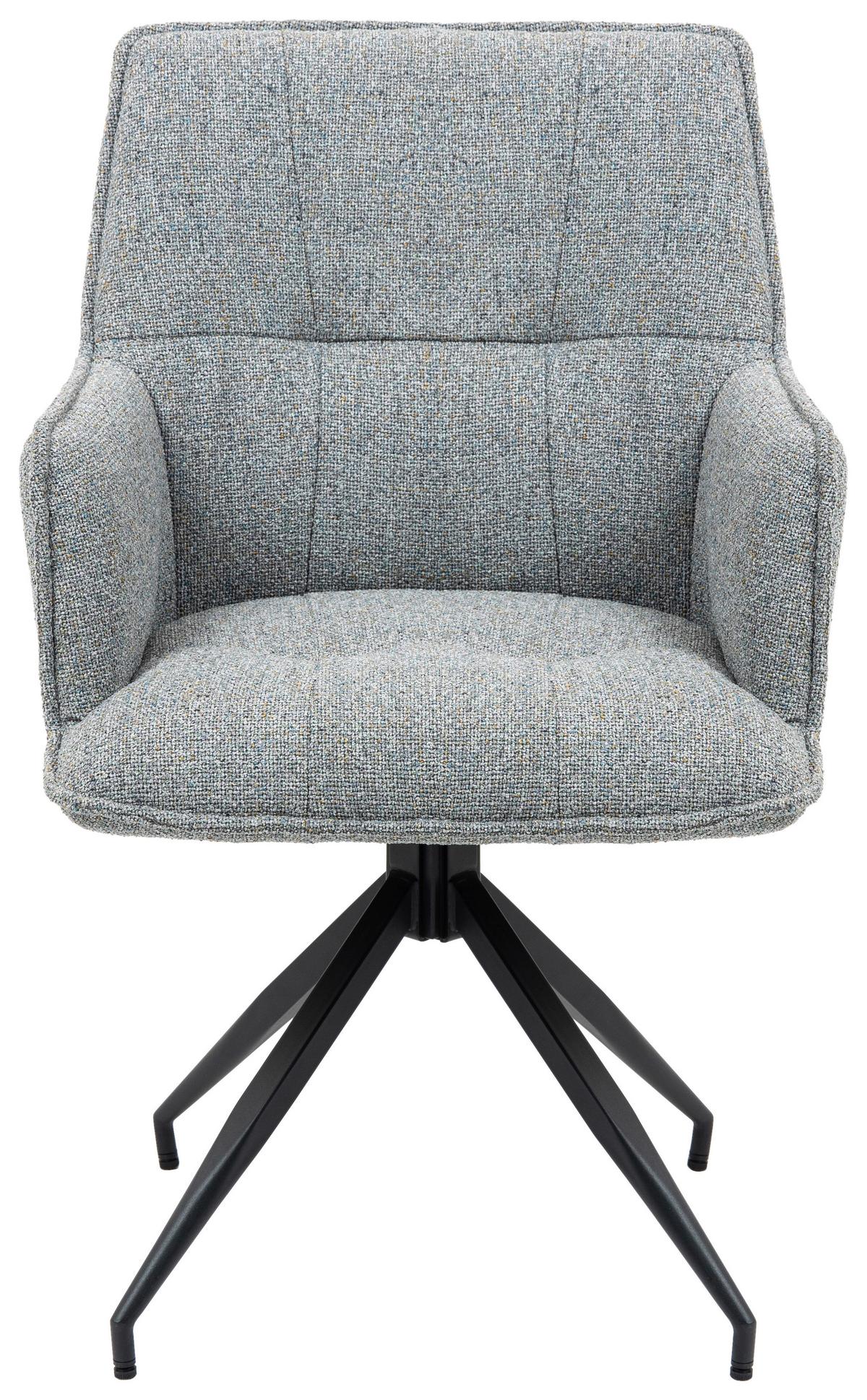 Armlehnstuhl Lilith Grau Sitzfl. 180° drehbar, B: 59cm - Schwarz/Grau, KONVENTIONELL, Textil/Metall (59/89,5/63cm) - MID.YOU