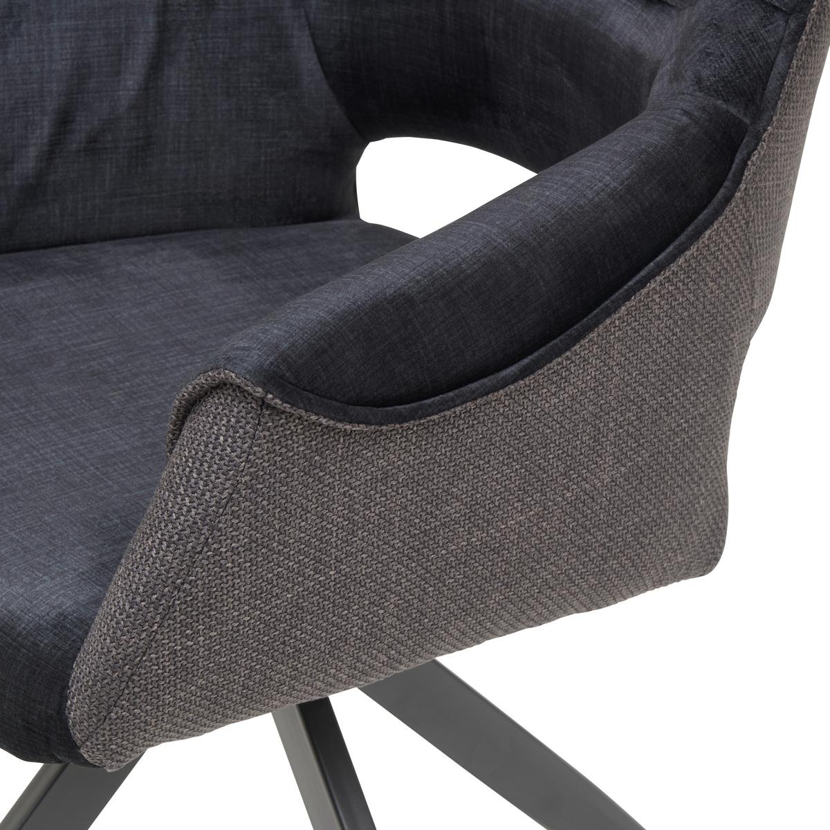 Armlehnstuhl Kiran Samt Dunkelgrau, B: 62 Cm - Dunkelgrau/Schwarz, KONVENTIONELL, Textil/Metall (62/86/64cm) - MID.YOU