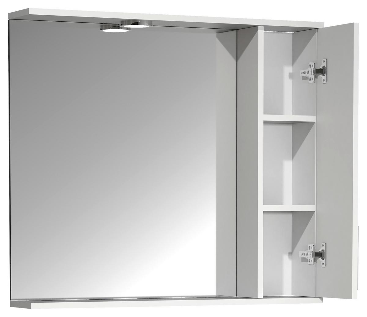 Spiegelschrank Lisalo Xl 1-Türig Bxhxt: 75x71x14 Cm - Weiß, MODERN, Glas/Holzwerkstoff (75/71/14cm) - MID.YOU