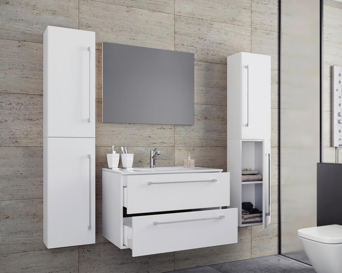 Badezimmer Badinos 5-Teilig Weiß B: 146 cm - Weiß, MODERN, Keramik/Holzwerkstoff (147cm) - MID.YOU