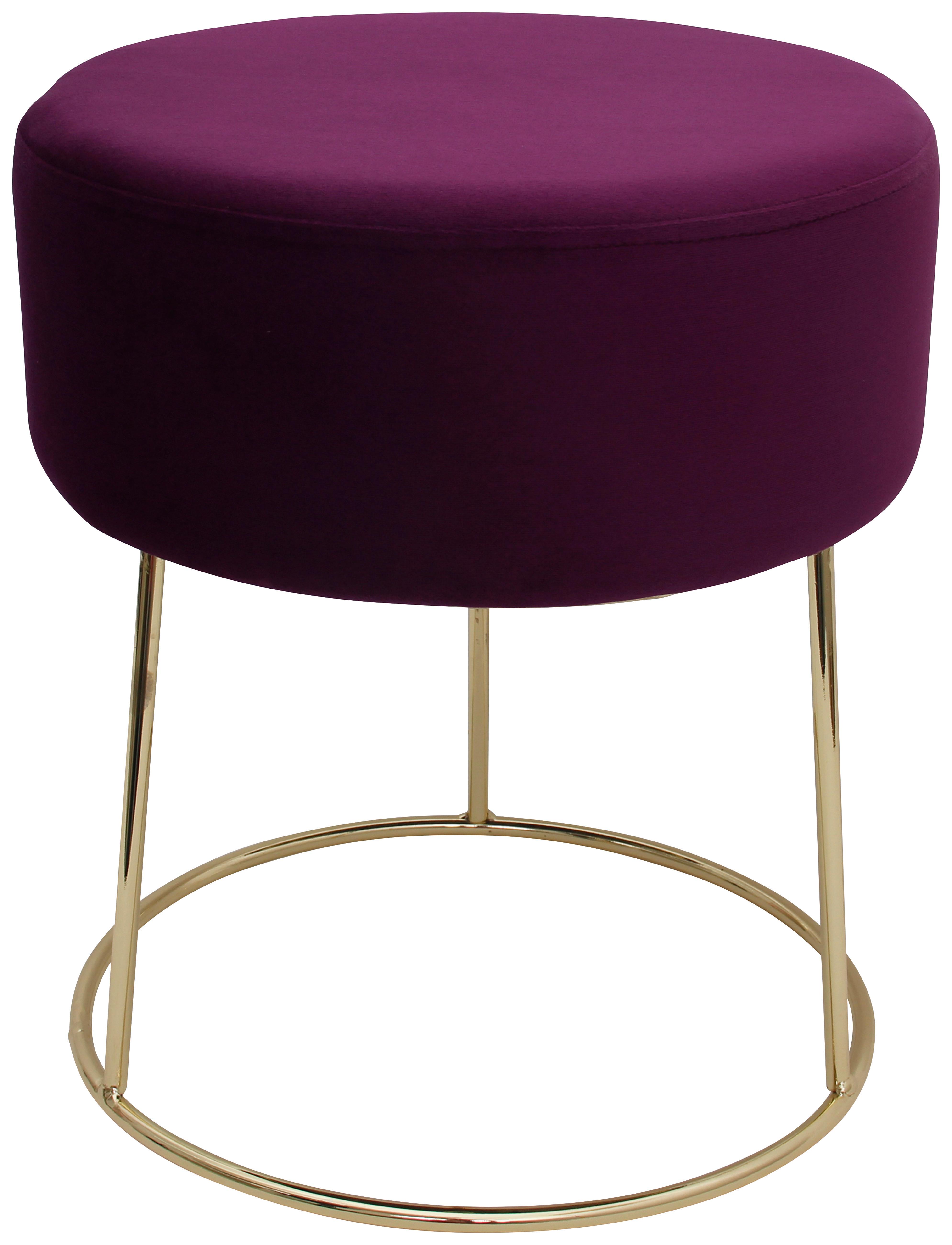 Hocker Marilyn Samt Beere Sitz Gepolstert H: 40,5 Cm - Beere/Goldfarben, Design, Textil (35,5/40,5/35,5cm) - Echtwerk