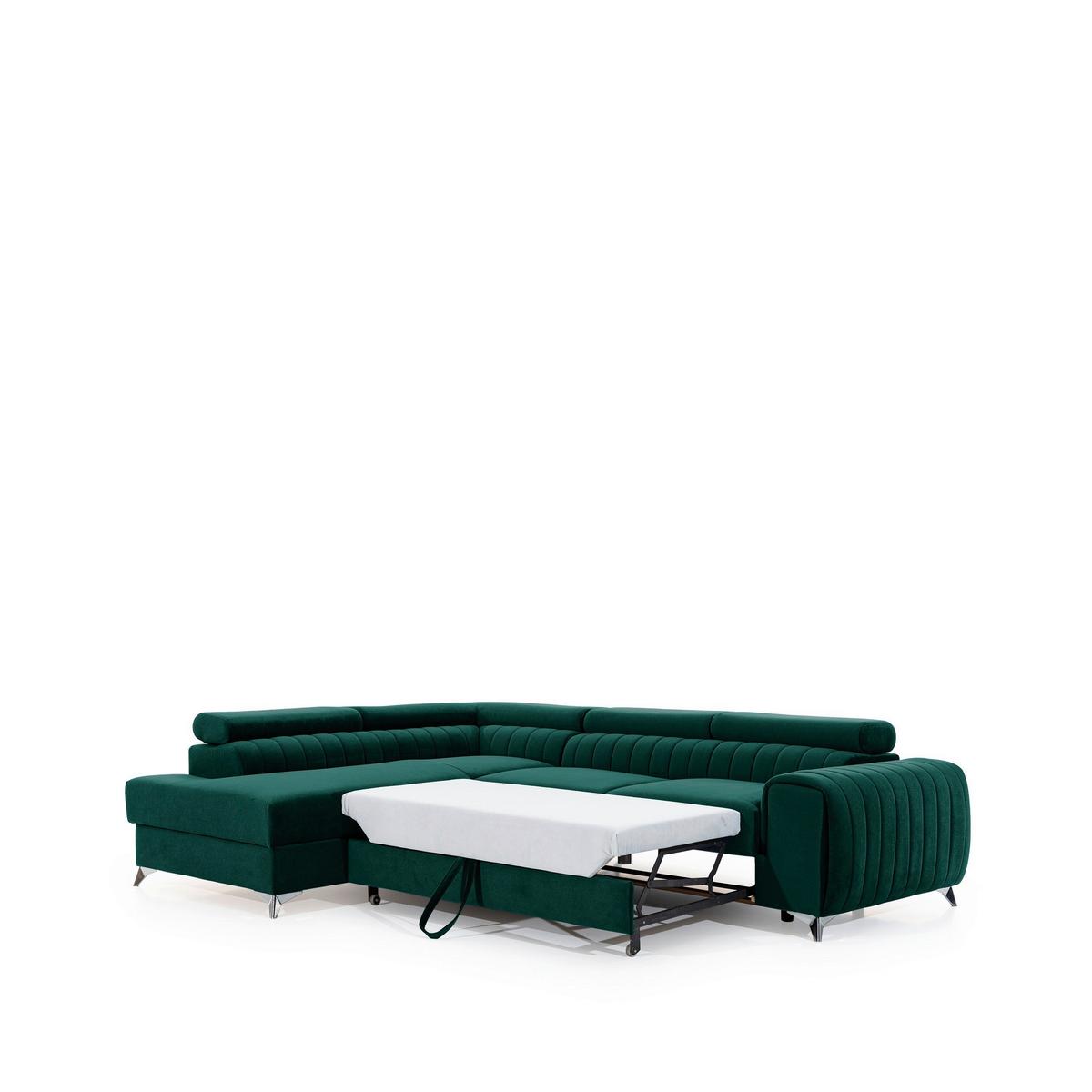 Ecksofa Laurence Grün S: 205x278 cm - Silberfarben/Grün, Design, Textil (205/278cm) - MID.YOU