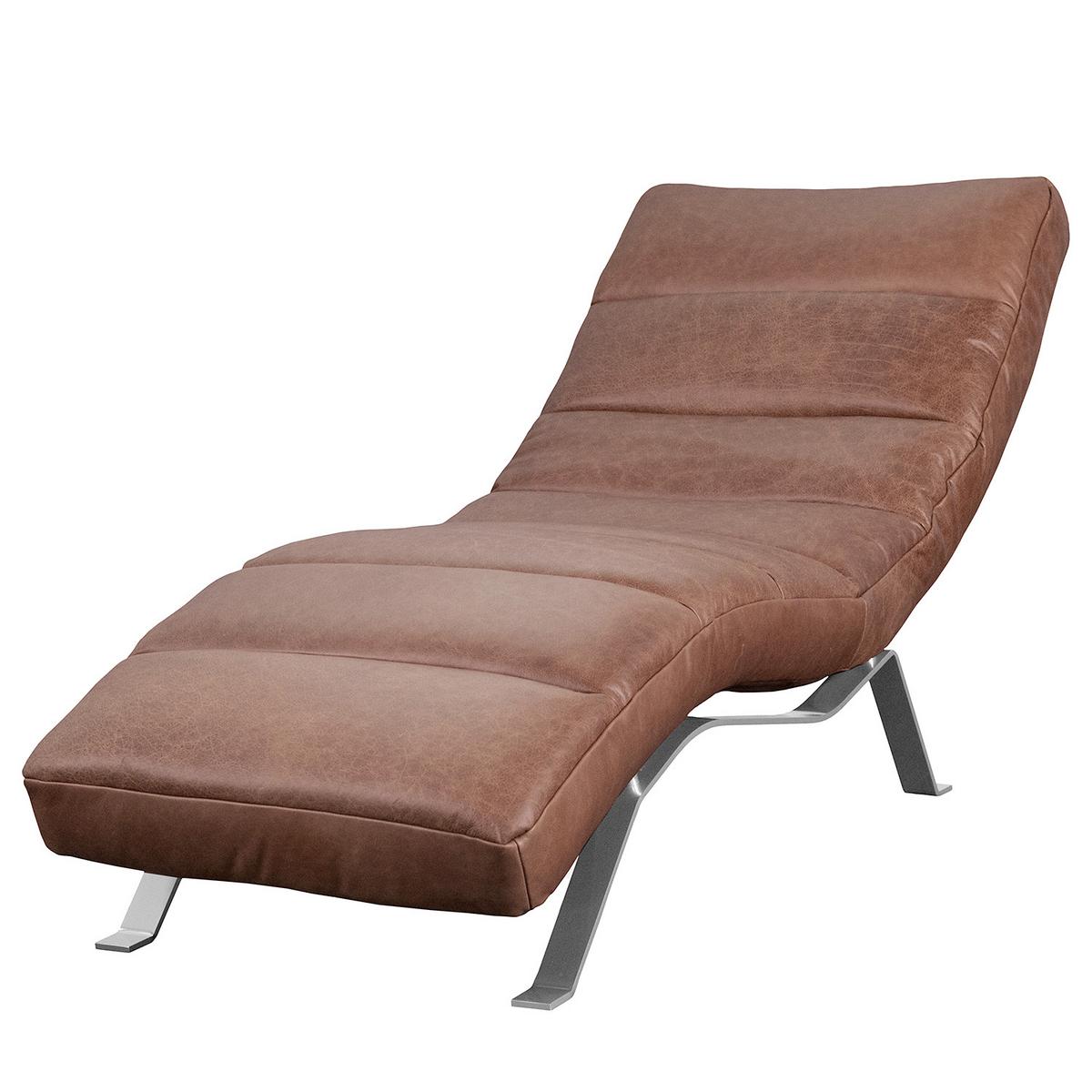 Relaxliege Swing Silver Braun B: 65 cm - Silberfarben/Braun, Design, Leder (65/65-95/171cm) - Livetastic