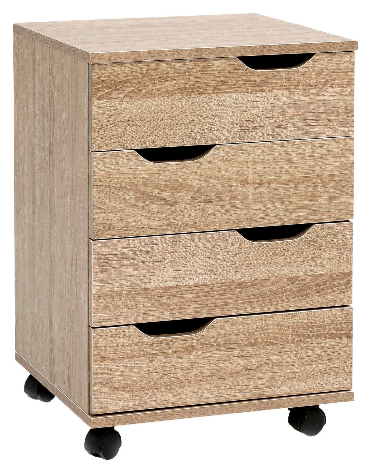 Kanc. kontajner na kolečkách sonoma dub - barvy dubu, Moderní, kompozitní dřevo/plast (40/60/40cm) - MID.YOU
