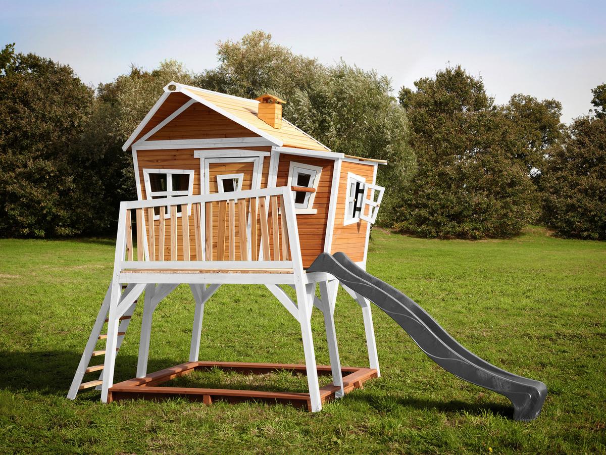 Spielturm A030.150.81 - Braun/Weiß, KONVENTIONELL, Holz (432/288/193cm) - Ambia Garden