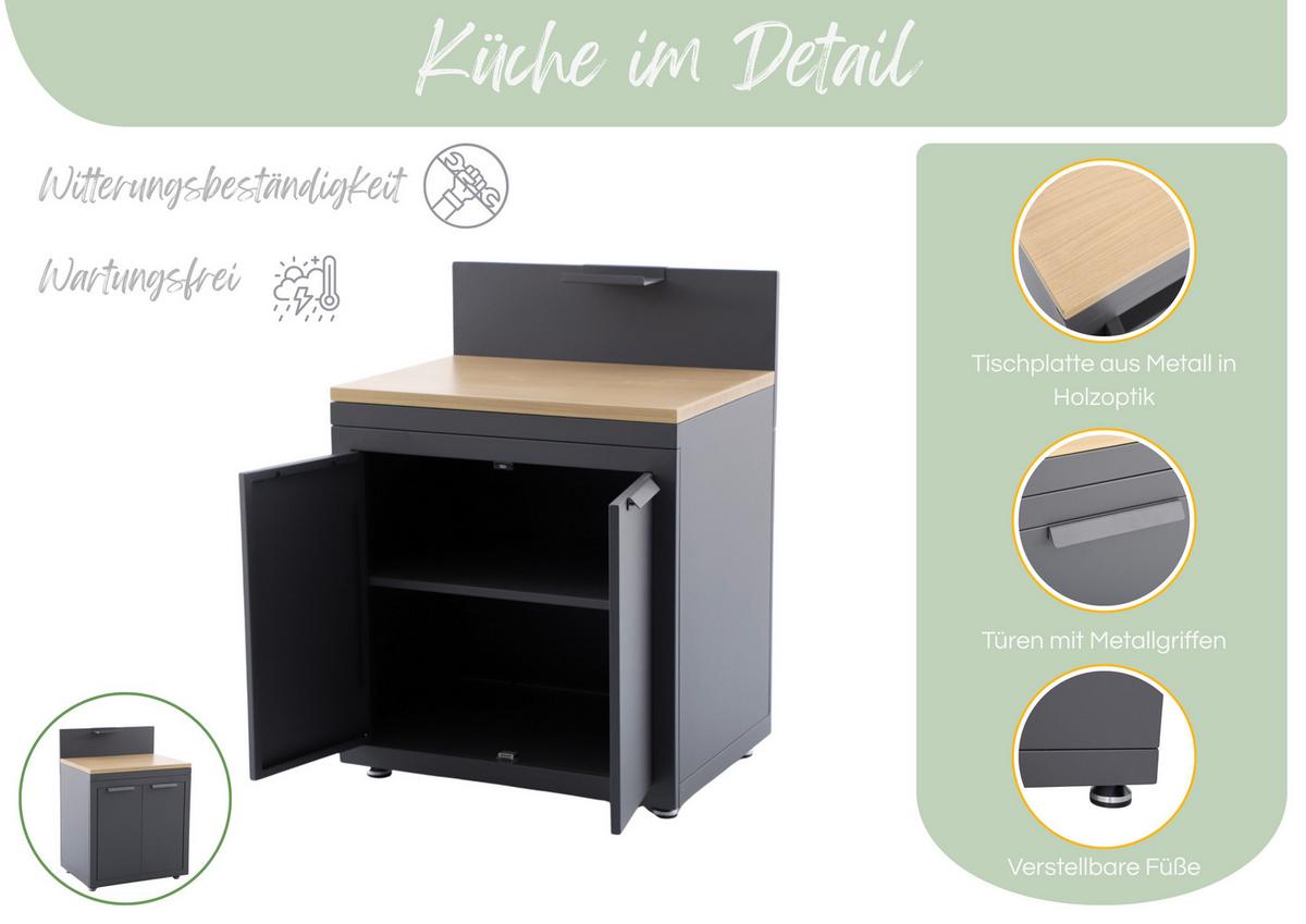 Outdoorküche 3- teilig Anthrazit, Metall, Stahl - Anthrazit, Basics, Metall (93.31kg)