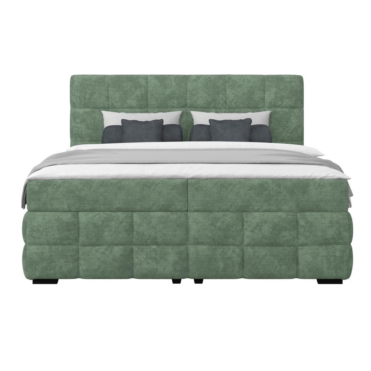 Čalúnená posteľ VEGA 160x200 cm, mätovozelená - čierna/zelená, Trend, drevo/textil (160/200cm)