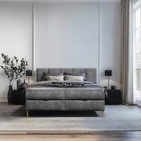 Boxbett Bari Anthrazit, Lf: 140x200cm - Anthrazit/Buchefarben, MODERN, Holz/Holzwerkstoff (140/200cm) - MID.YOU