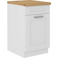 Spülenschrank Luisa B: 50 Cm Weiß Mit Arbeitsplatte - Weiß/Eiche Artisan, ROMANTIK / LANDHAUS, Holzwerkstoff (50/86cm)