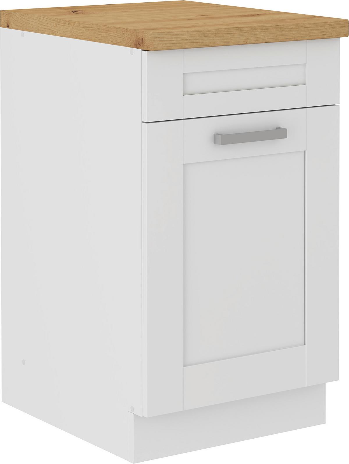 Spülenschrank Luisa B: 50 Cm Weiß Mit Arbeitsplatte - Weiß/Eiche Artisan, ROMANTIK / LANDHAUS, Holzwerkstoff (50/86cm)
