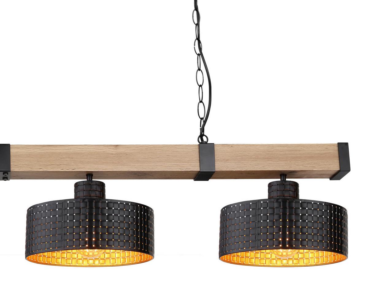 Hängeleuchte 15651-4h - Dunkelbraun/Goldfarben, Natur, Holzwerkstoff/Kunststoff (140/25/120cm) - Globo