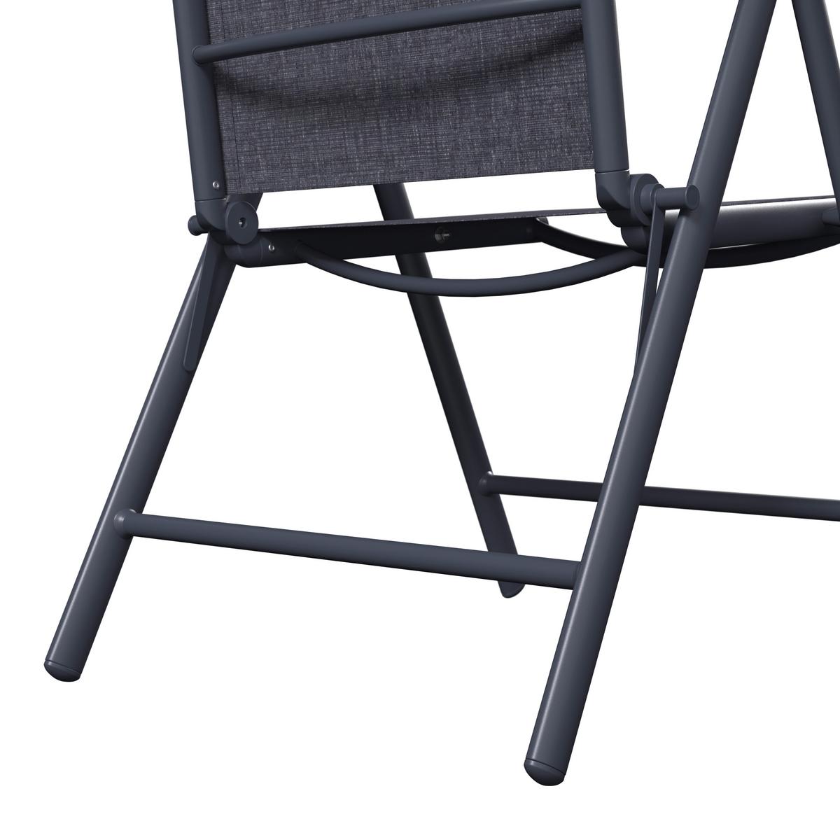 ZAHRADNÍ ŽIDLE NIKI - černá/tmavě šedá, Basics, kov/textil (56/106/54cm)