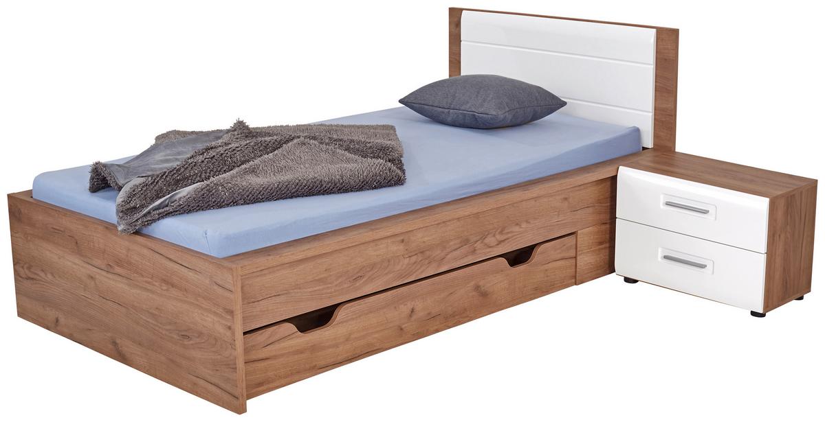 Ágykeret Avensis New 90/200 Cm - tölgyfa színű/fehér, Konventionell, faalapú anyag (90/200cm) - Luca Bessoni