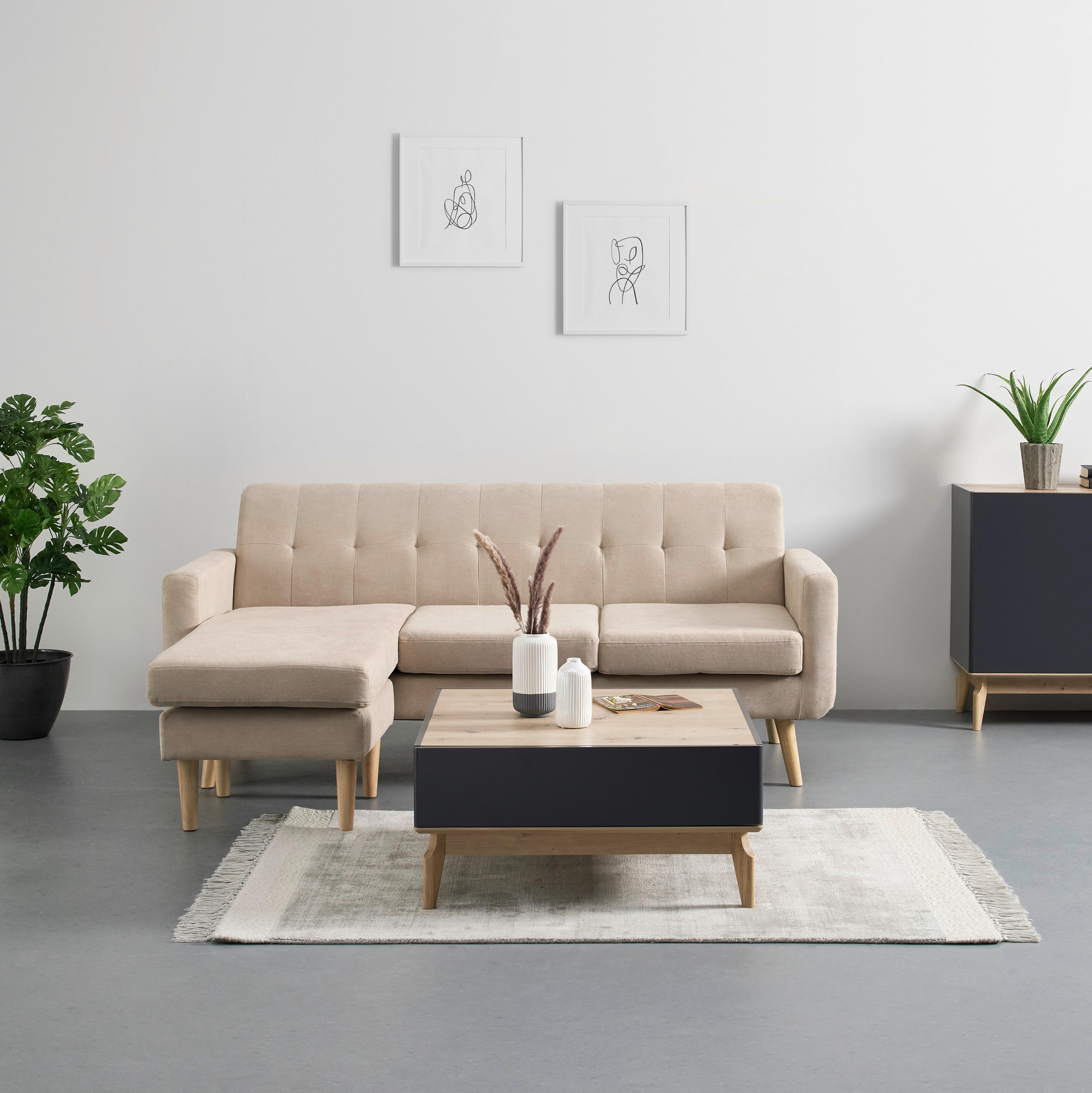 Sedacia súprava TAMARA béžová - prírodná farba/béžová, Modern, drevo/textil (198/83/143cm) - Bessagi Home