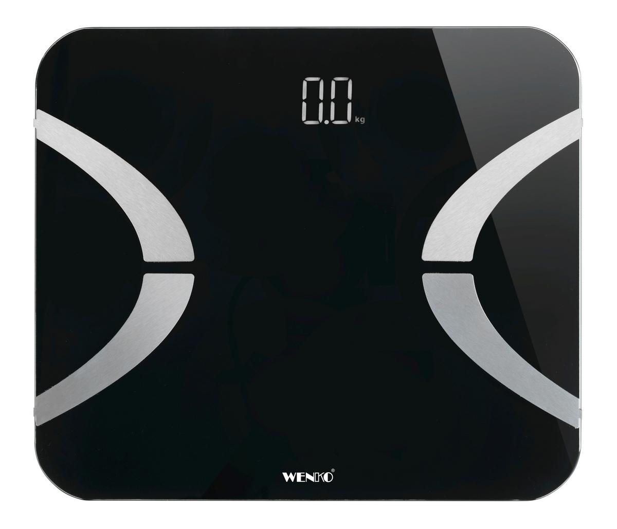 Körperanalysewaage Analysewaage Led 24462100 - Schwarz/Grau, MODERN, Glas/Kunststoff (30/2,1/26cm) - Wenko