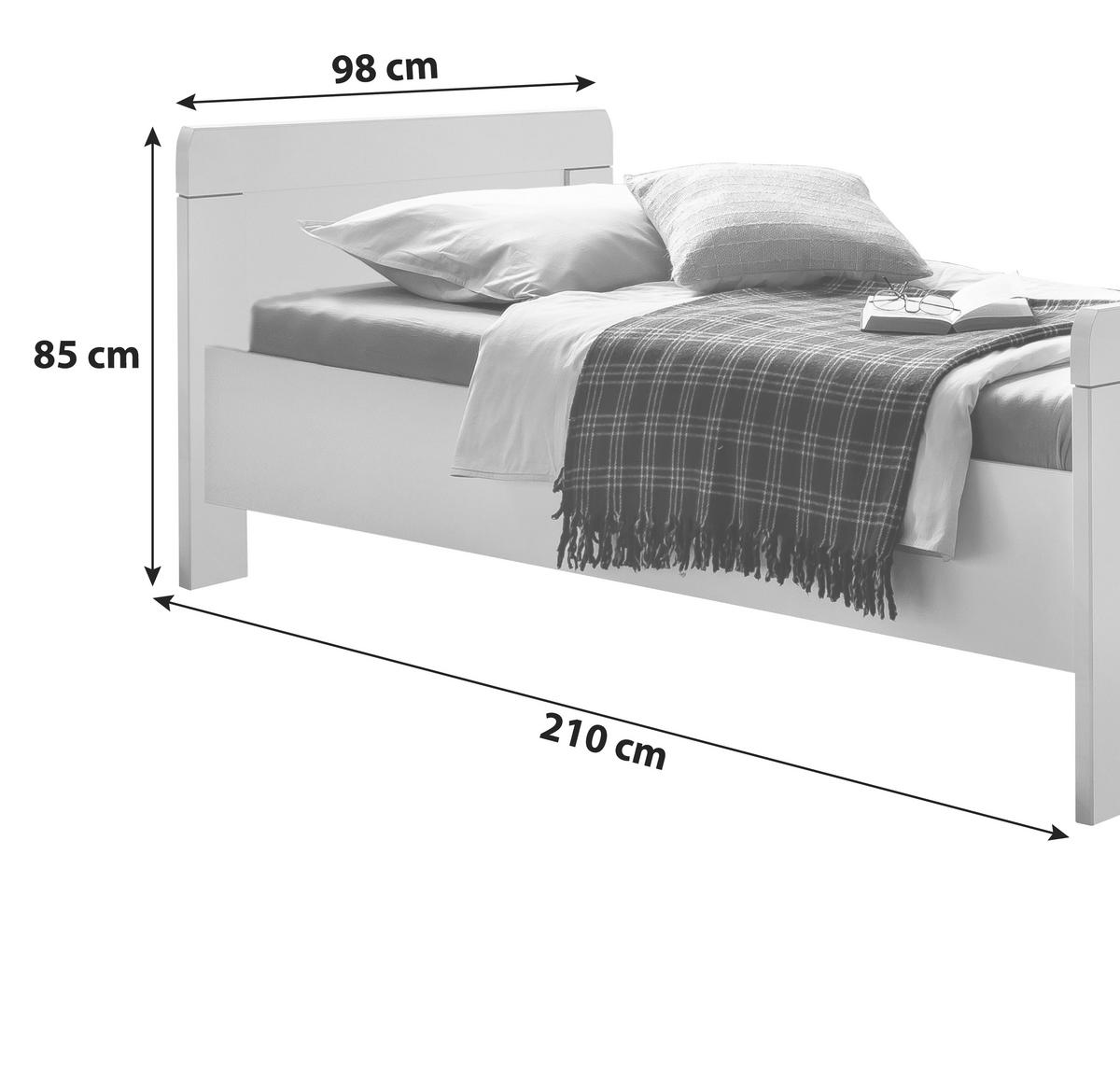 Bett 90x200 Nadja, Weiß - Weiß, KONVENTIONELL, Holzwerkstoff (90/200cm) - MID.YOU
