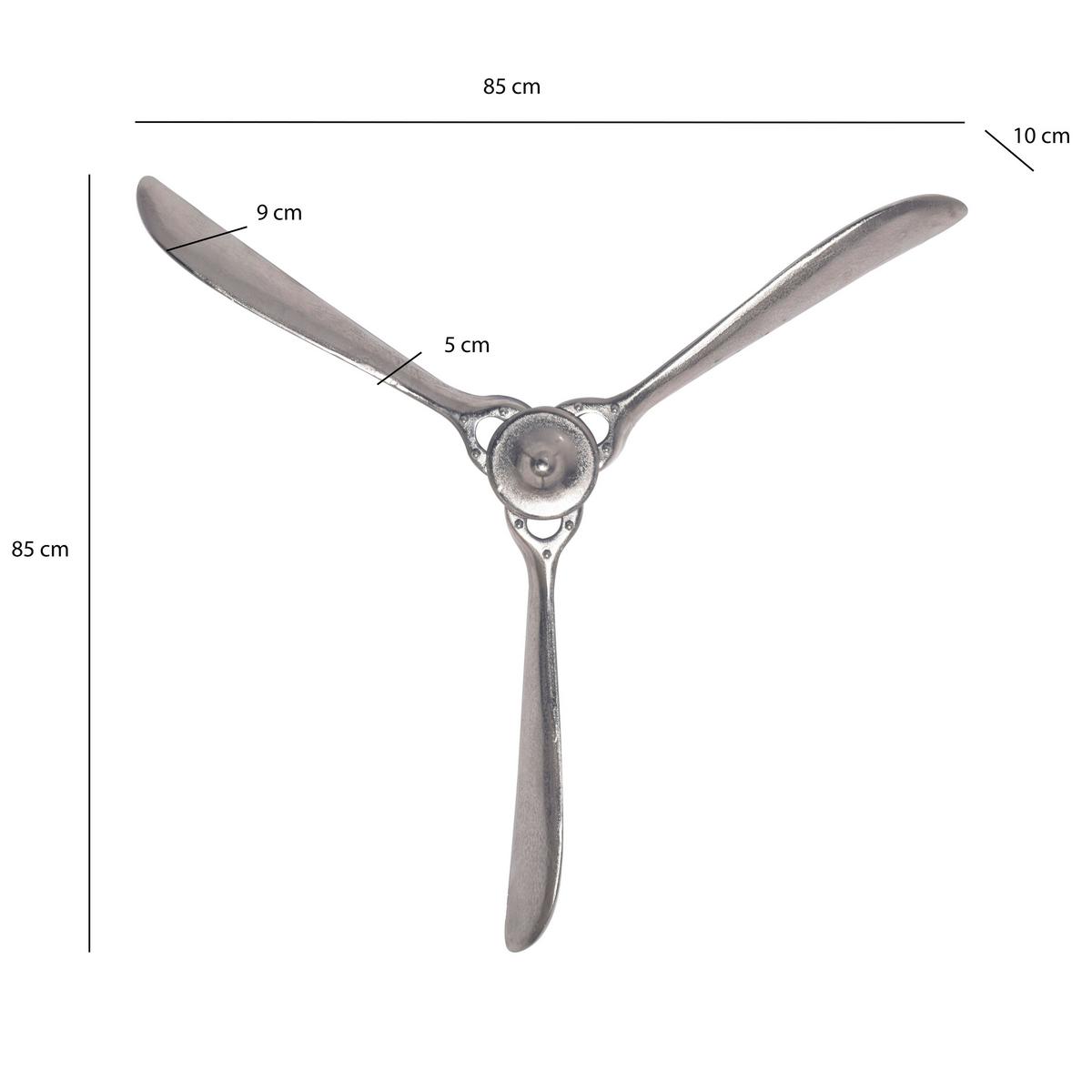 Wanddeko Propeller Silberfarben B: 85cm - Silberfarben, KONVENTIONELL, Metall (85/85/10cm) - Livetastic