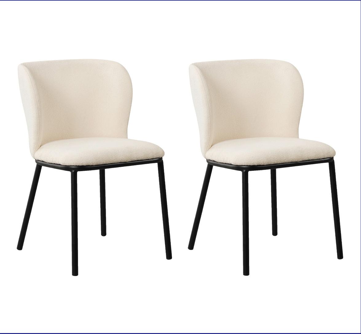 Stuhl-Set Bourges Weiß B: 52 cm - Schwarz/Weiß, MODERN, Textil/Metall (52/80/44cm) - MID.YOU