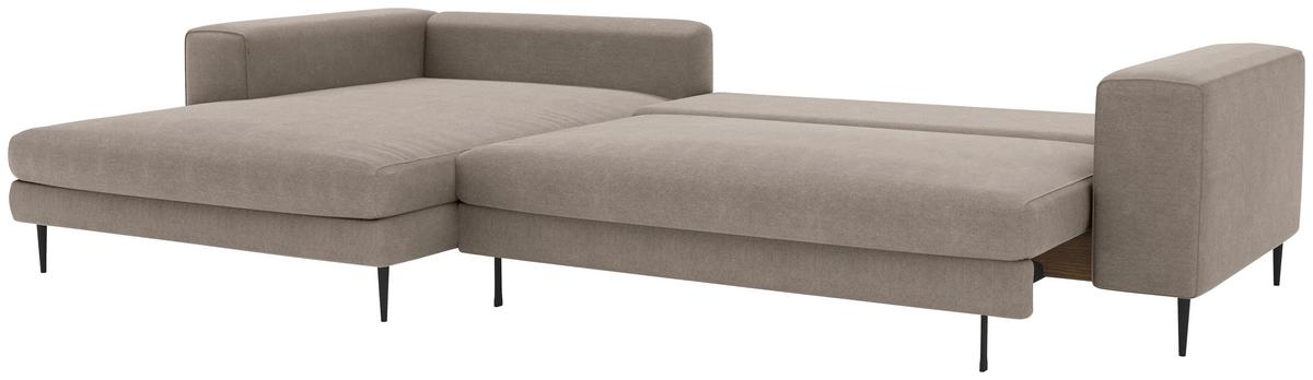 Eckschlafsofa Aurora Ii - Taupe/Schwarz, MODERN, Textil (170/315cm) - Trendmanufaktur