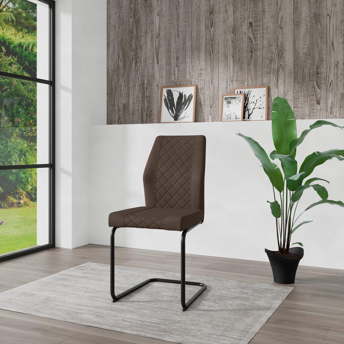 Szék Nina Giga-S - barna/fekete, Modern, textil/fém (49/91/66cm)