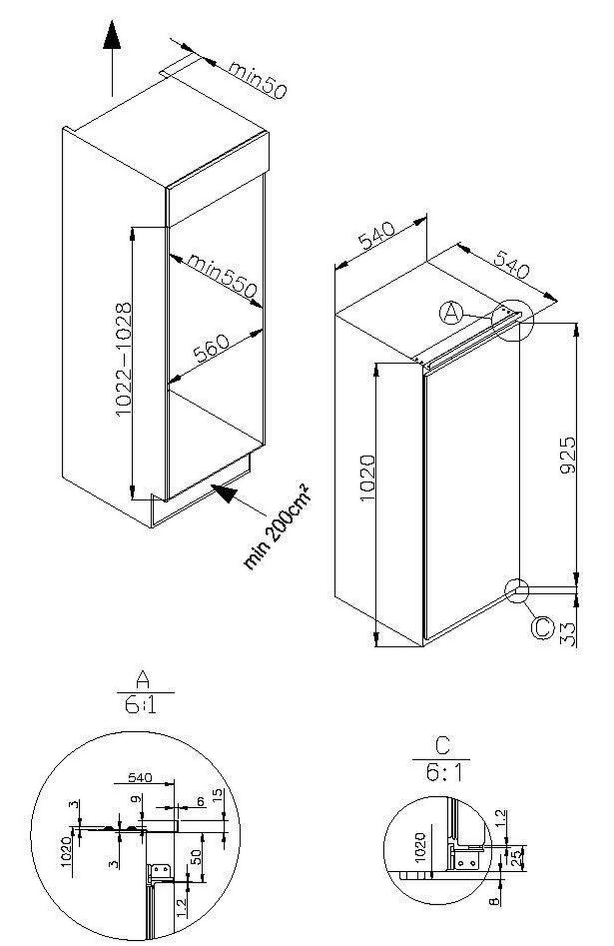 Kühlschrank Evkss 351 216 - Weiß, MODERN, Glas/Metall (54/102/54cm) - Amica