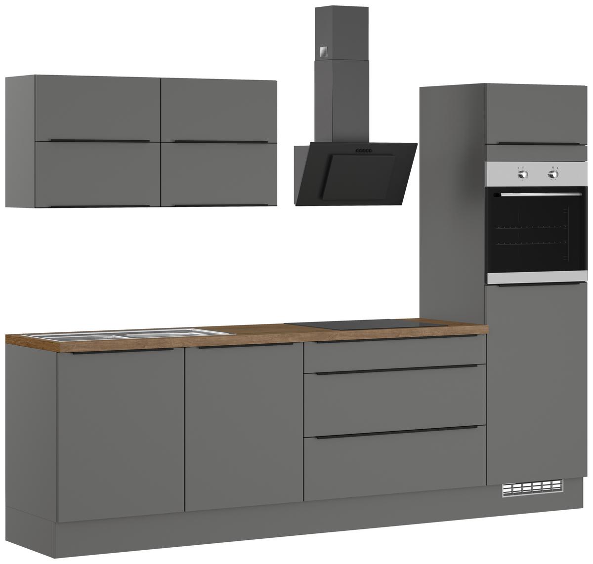 Küchenleerblock Ip3150 - Eiche dunkel/Graphitfarben, Design, Holzwerkstoff (280cm) - Impuls