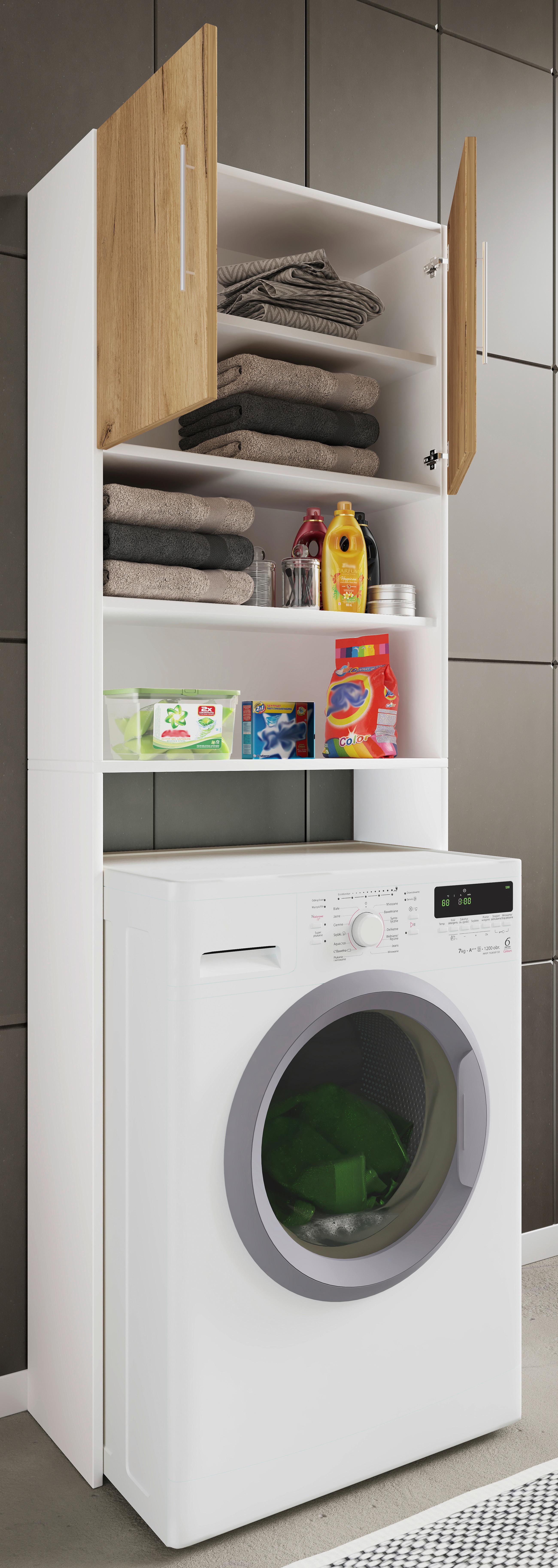 Waschmaschinenschrank Jutas Weiß/Honigeiche B: 64 cm - Honigeiche/Weiß, MODERN, Holzwerkstoff (64/190/25cm) - MID.YOU