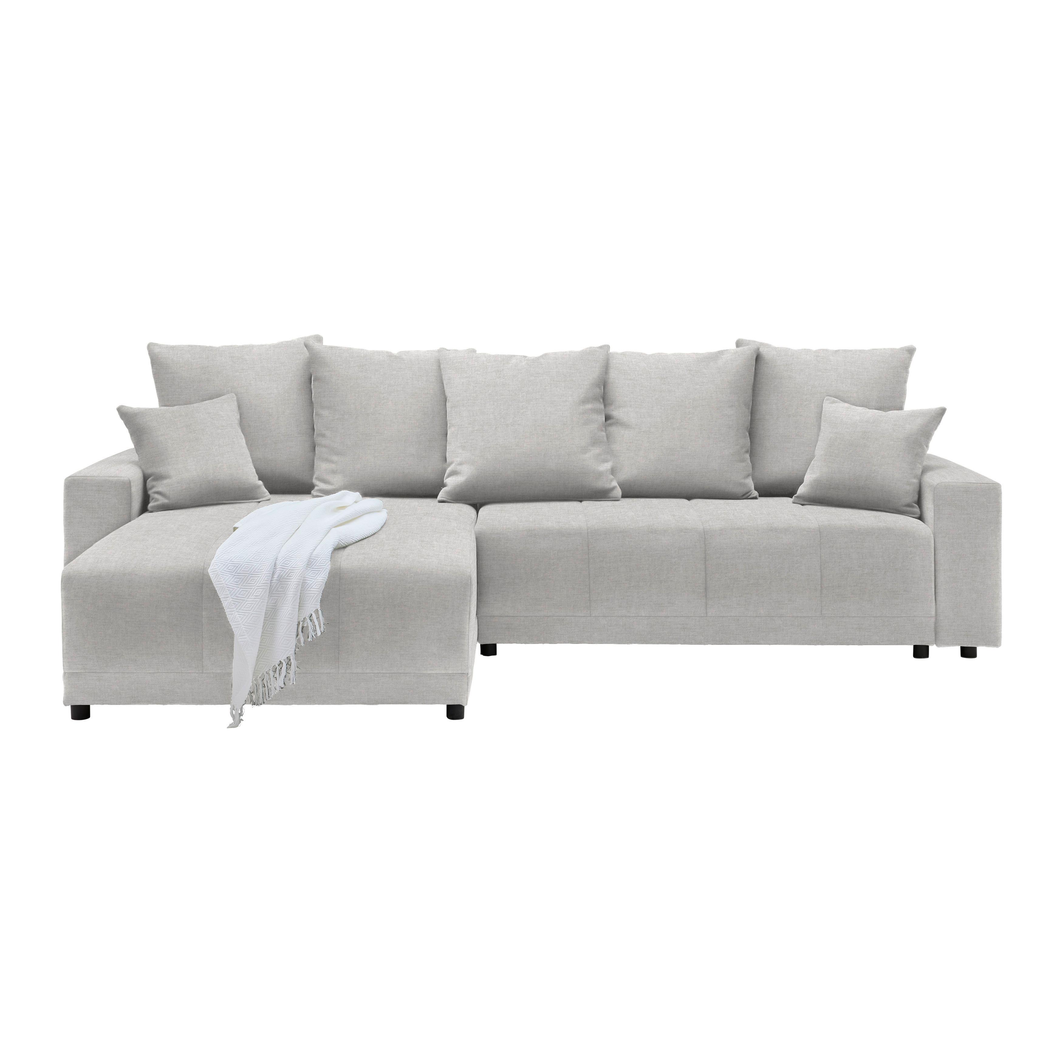 Rohová sedačka ALATRI, oboustr.,světle šedá,s polšt. - černá/zelená, Moderní, textil/plast (289/90/176cm) - Based