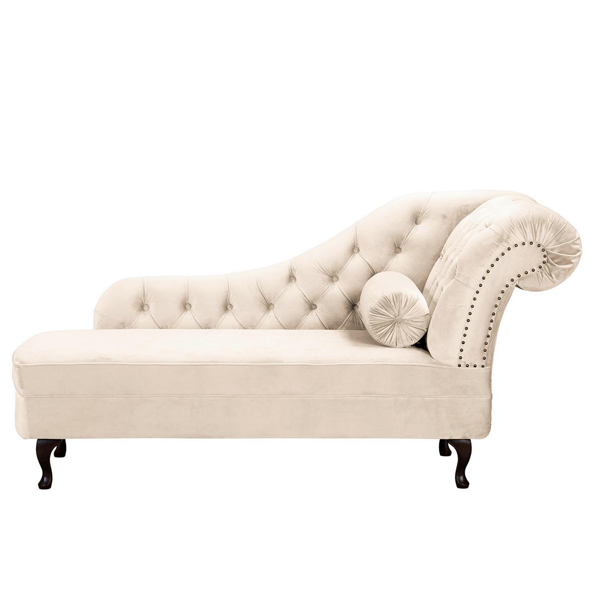 Récamiere Pako Creme B: 185cm - Creme/Braun, Design, Textil (185/93/75cm) - Livetastic