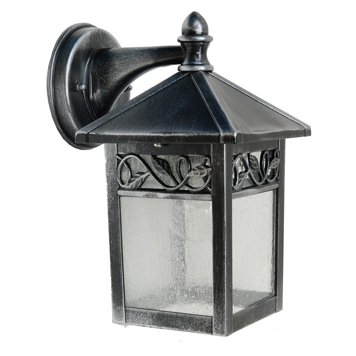Außenwandleuchte 60w Metall Glas, Wandmontage - Silberfarben/Schwarz, KONVENTIONELL, Glas/Metall (15/26,2/19cm) - Elstead Lighting
