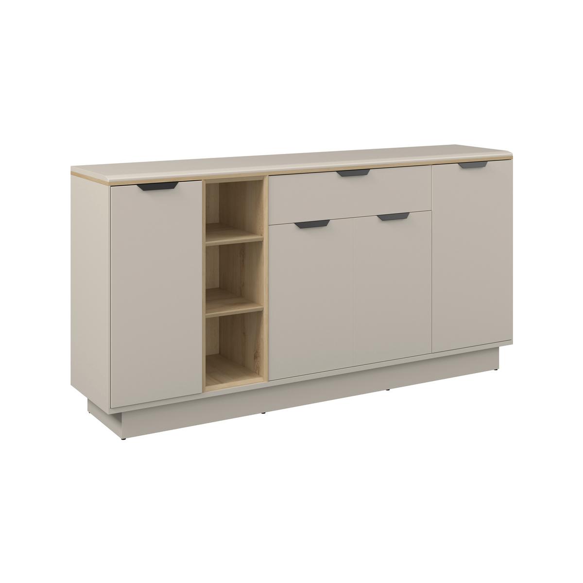 Sideboard Darius Eiche Artisan/Kashmir,B:171cm - Kaschmir/Schwarz, Trend, Holzwerkstoff (171,4/87,4/37cm)