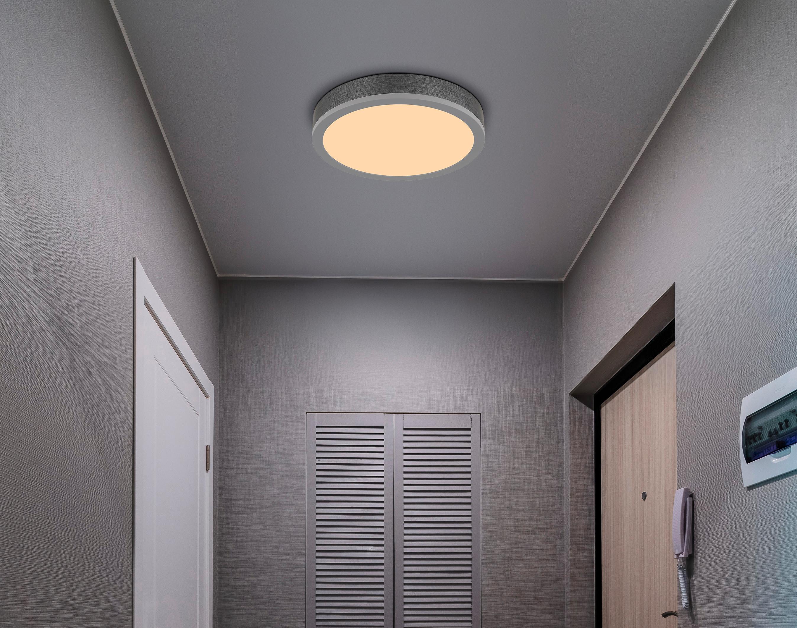 LED-Deckenleuchte Doro D: 30cm Silberfarben Weiß Dunkelgrau - Dunkelgrau/Silberfarben, KONVENTIONELL, Kunststoff/Metall (30/8,5cm) - Globo