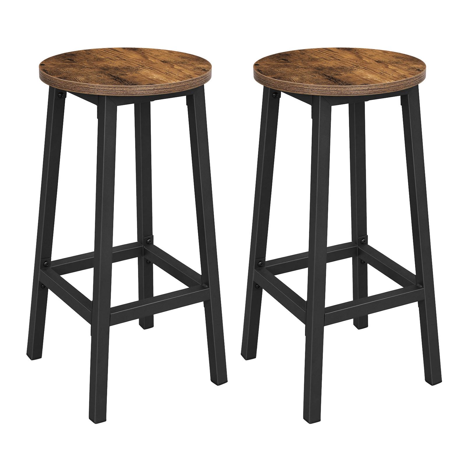 Barhocker-Set Vasagle 2-Tlg. Braun, Schwarz - Schwarz/Braun, Natur, Holzwerkstoff/Metall (32/65/30cm) - Boxxx