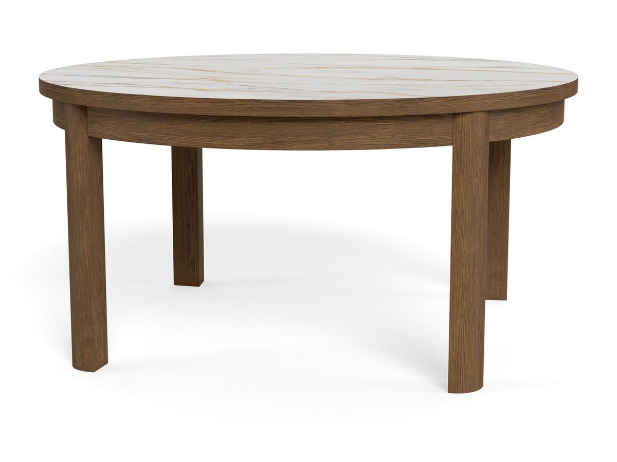 Konferenčný stolík dubová dyha/keramika - hnedá/béžová, Design, drevo/kompozitné drevo (90/90/45cm) - MID.YOU