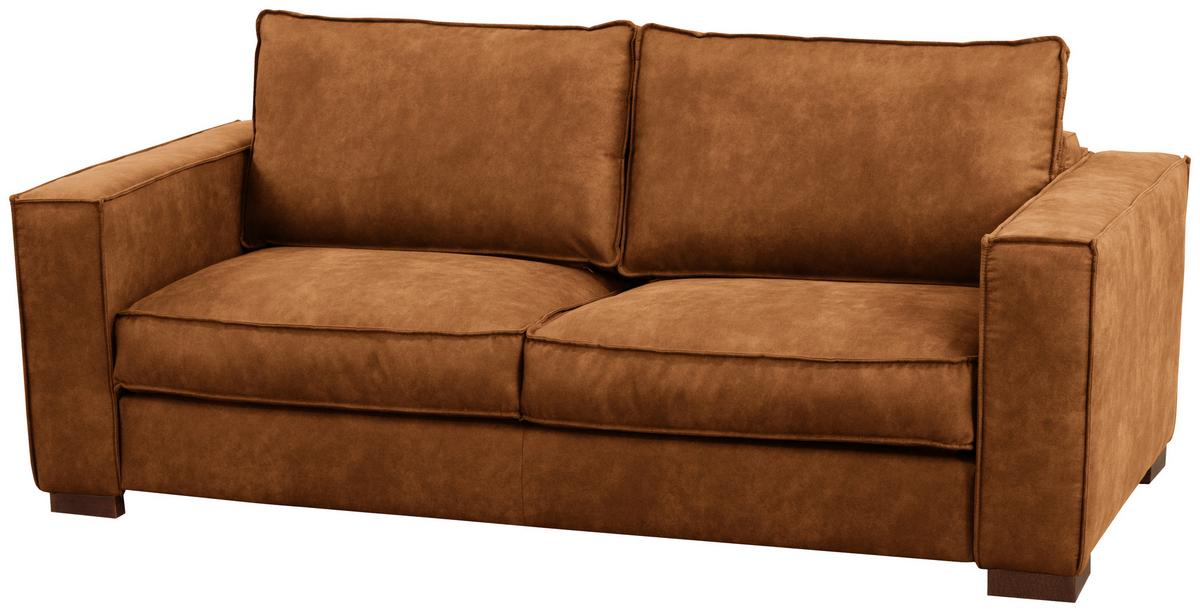 Schlafsofa Texas Cognac Mikrofaser, B: 203 cm - Cognac/Dunkelbraun, Design, Textil (203/85/99cm) - MID.YOU
