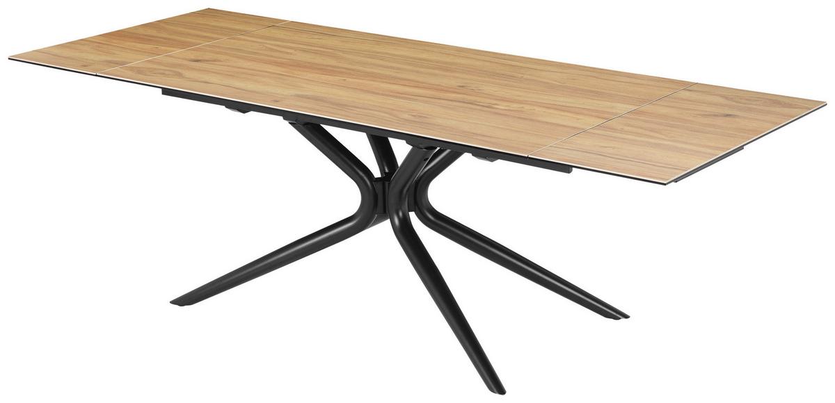 Esstisch Liana Teakfarben/Schwarz L:160-240cm - Schwarz/Teakfarben, MODERN, Glas/Keramik (160-240/90/76cm) - P & B