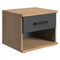 Nachtkästchen Graphit/Eiche Dekor H: 38 cm Liverpool - Eichefarben/Graphitfarben, Design, Holzwerkstoff (46/38/40cm) - MID.YOU