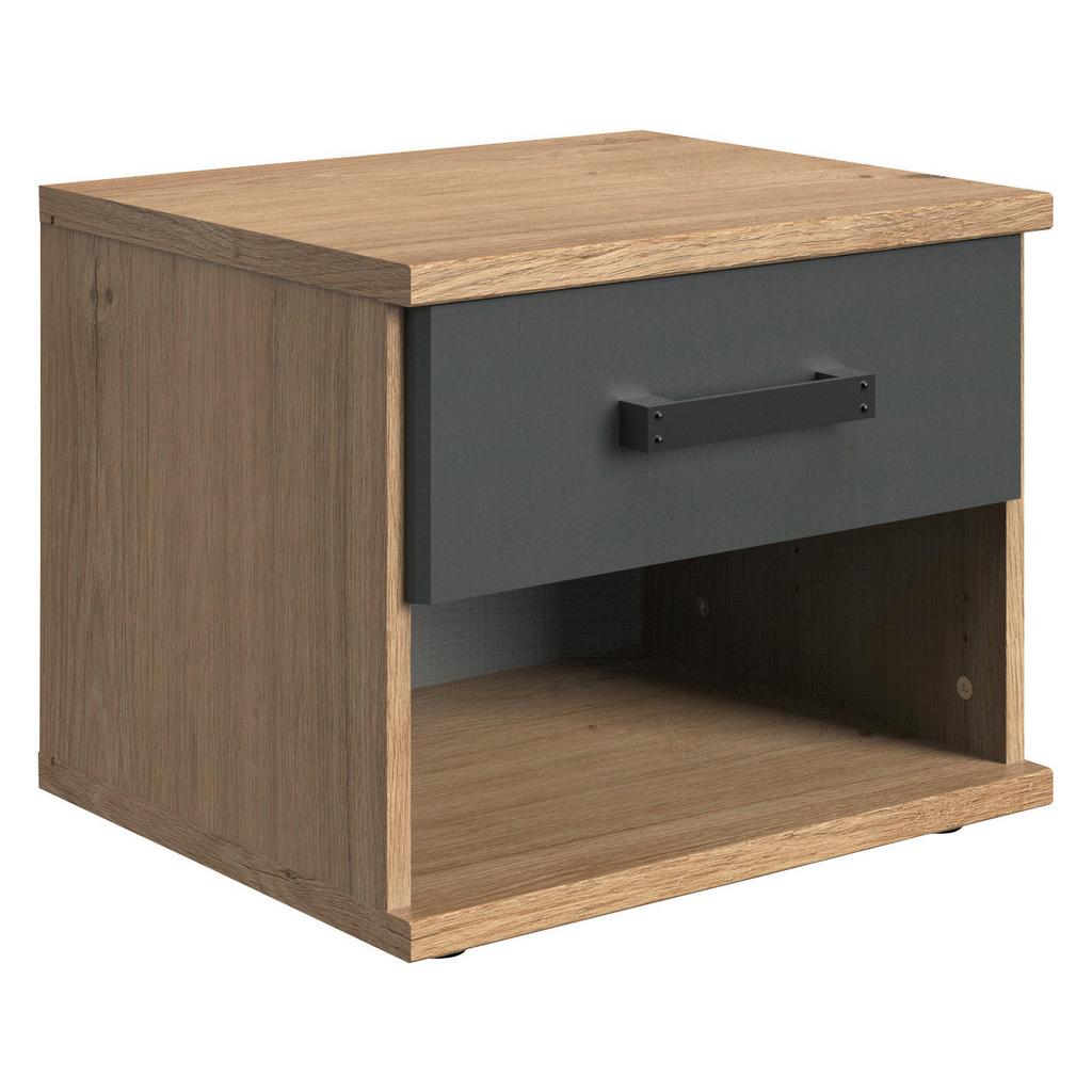 Nachtkästchen Graphit/eiche Dekor H: 38 Cm Liverpool