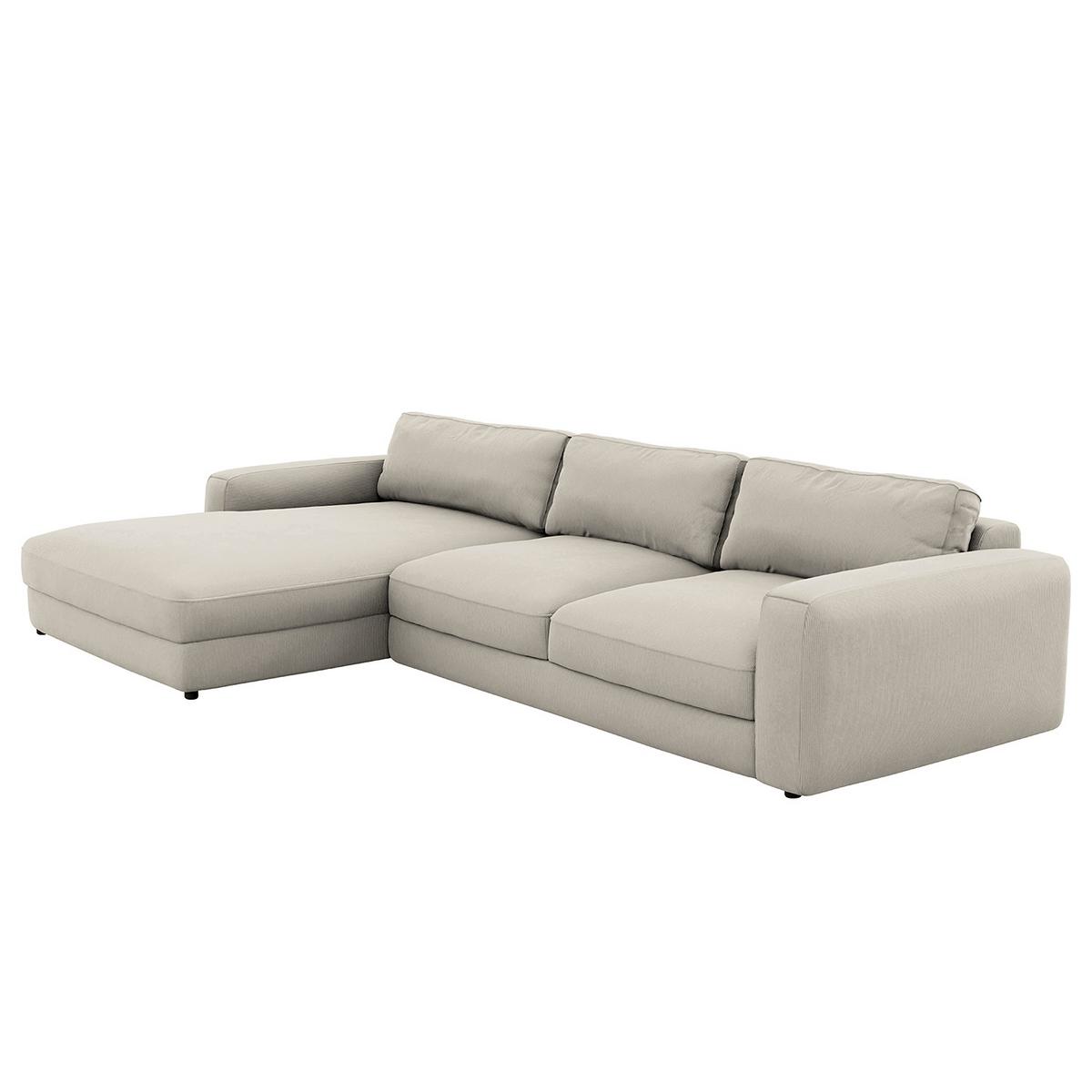 Ecksofa Bourbon, Grau S: 176x303 cm - Schwarz/Grau, MODERN, Textil (176/303cm) - Trendmanufaktur