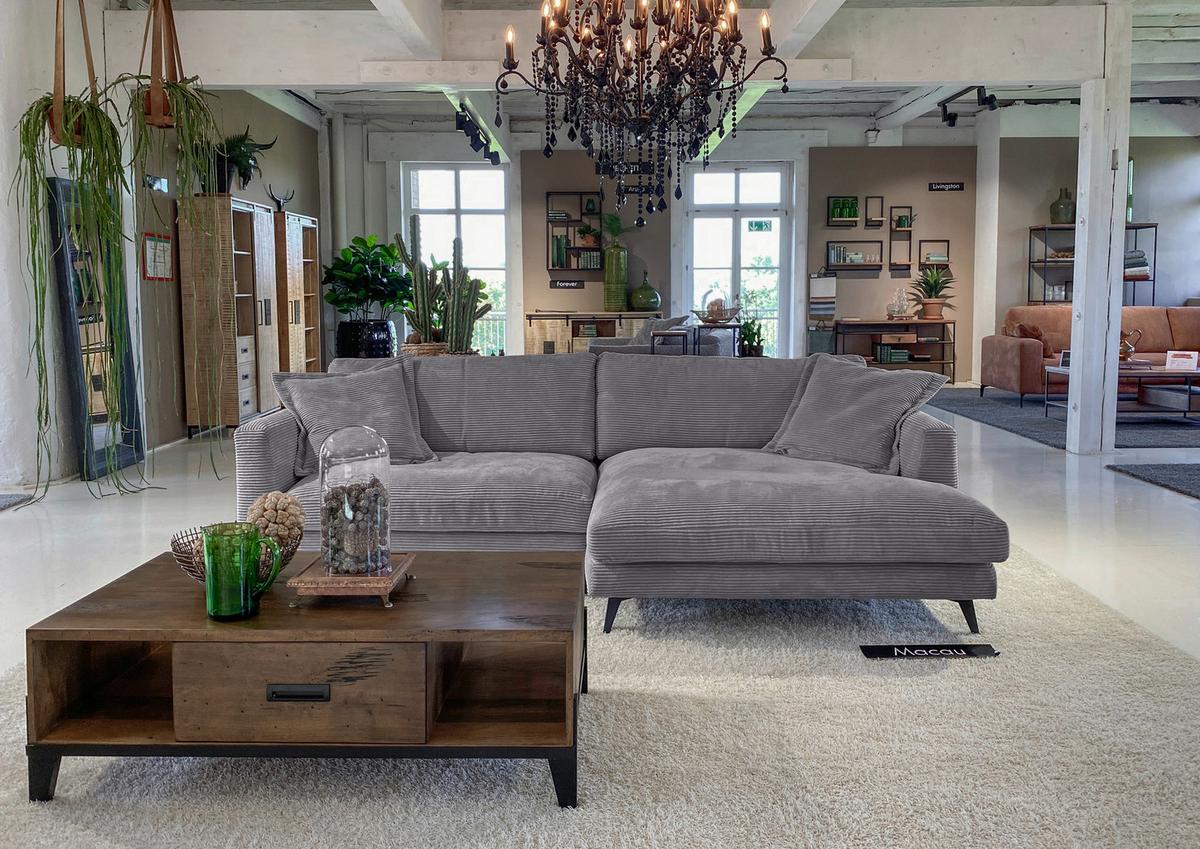 Ecksofa Macau Dunkelgrau S: 270x140 cm - Dunkelgrau/Schwarz, LIFESTYLE, Textil (270/140cm) - Livetastic