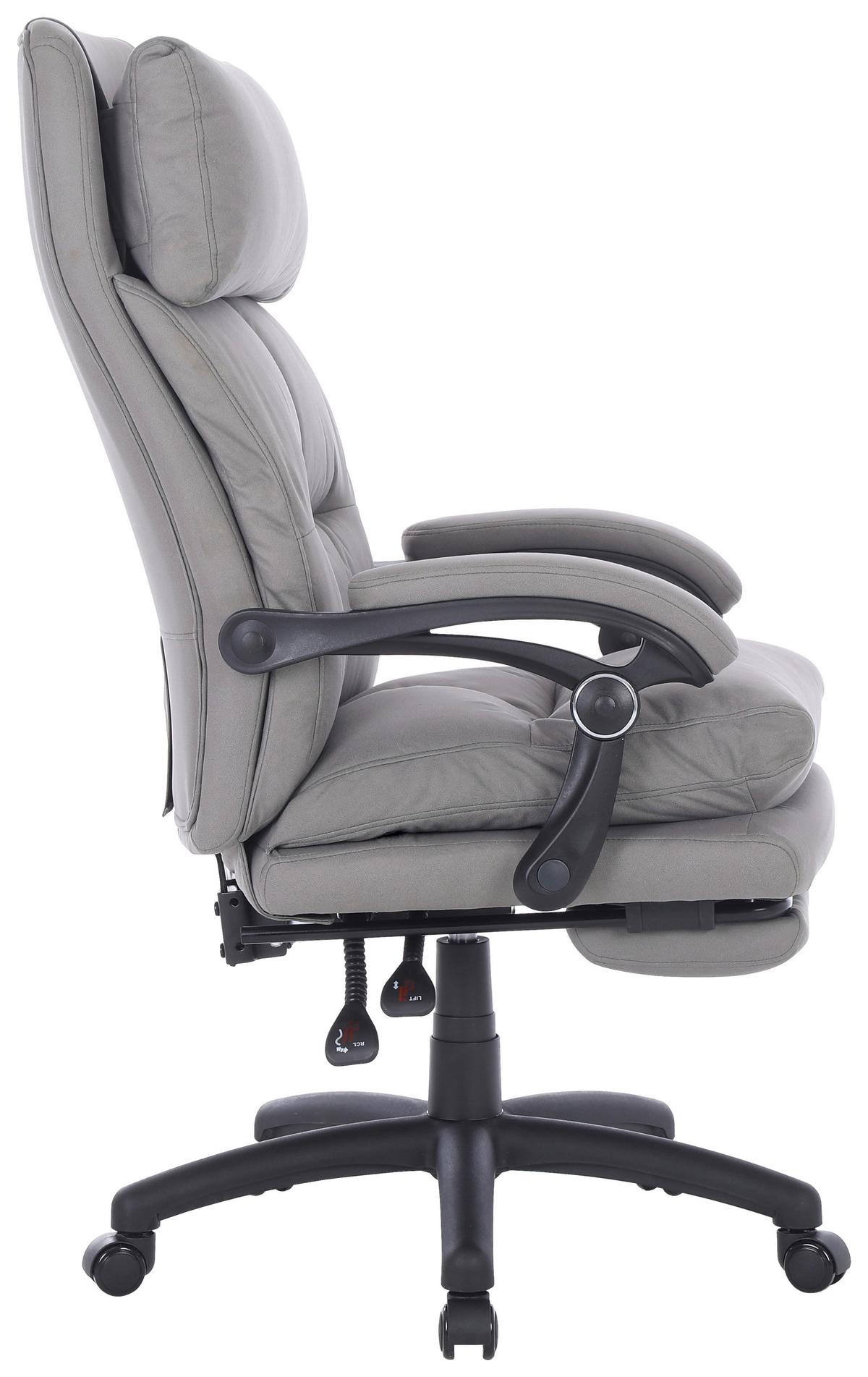 Chefsessel Bernie + Armstützen Grau Bis 140 Kg - Schwarz/Grau, MODERN, Kunststoff/Textil (66/116-124/71.5cm) - MID.YOU