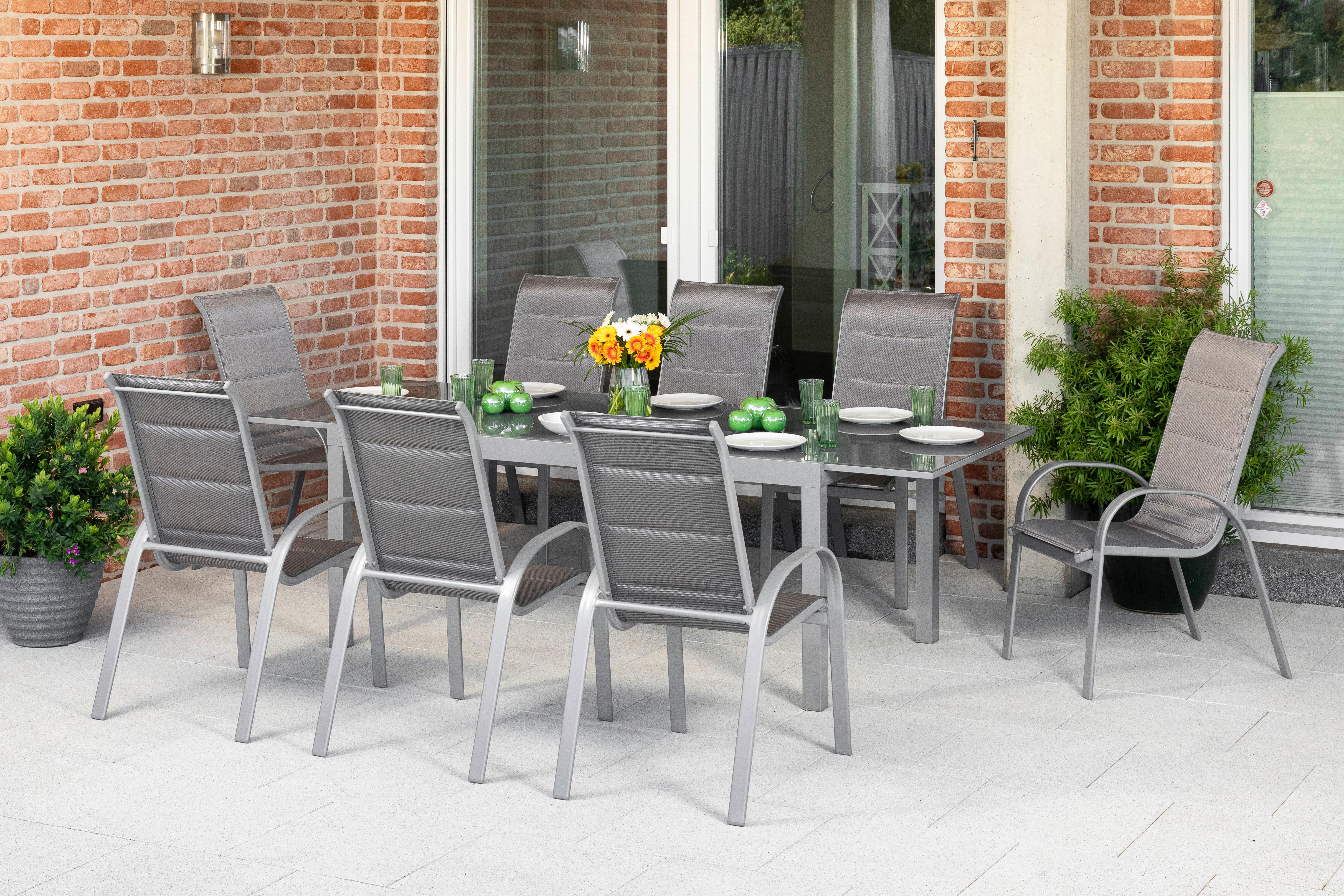 GARTENSET AMALFI DI LUSSO - Silberfarben/Braun, MODERN, Textil/Metall - Gardenson