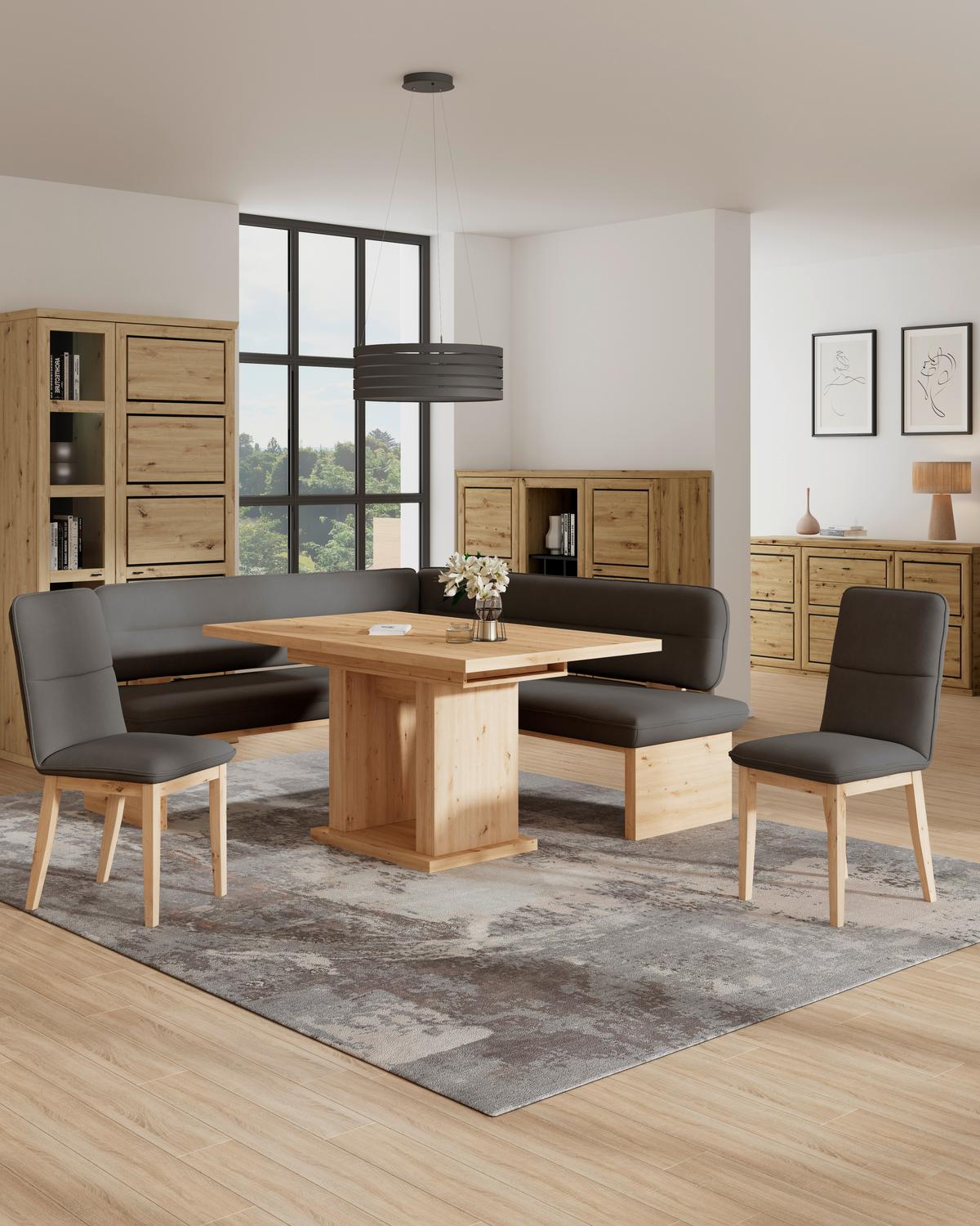 Eckbank Beluna Ii Webstoff Anthrazit, B: 170cm - Eichefarben/Anthrazit, KONVENTIONELL, Holz/Textil (170/192cm) - James Wood
