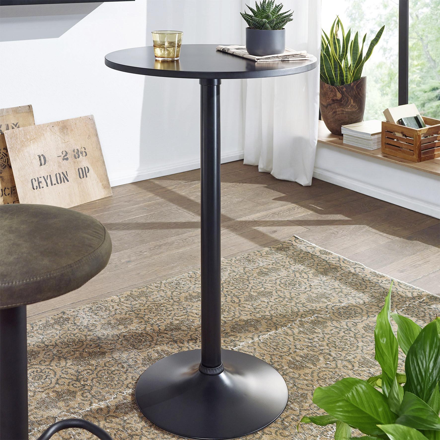 Okrúhly bistro stolík, Ø 60 cm, čierny - čierna, Modern, kov/kompozitné drevo (60/60/100cm) - MID.YOU
