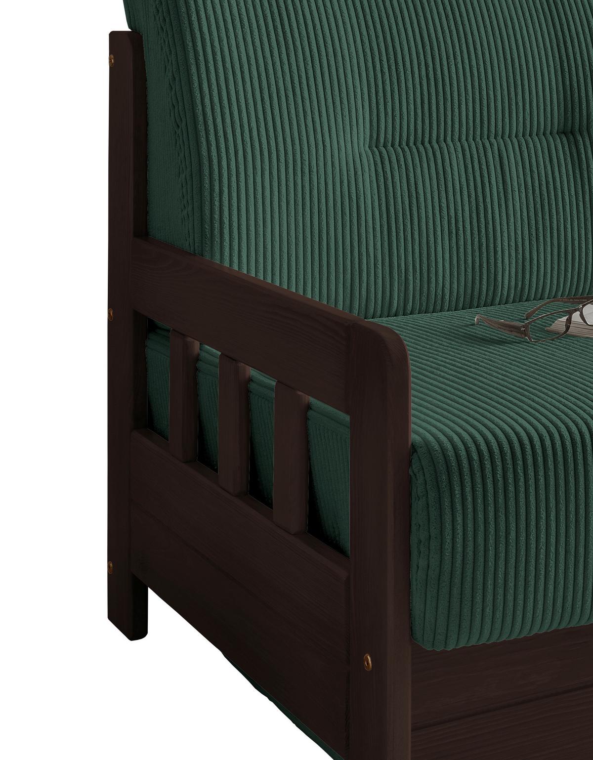 Schlafsofa Camino Nussbaumfarben/Dgrün B: 154 cm - Dunkelgrün/Nussbaumfarben, MODERN, Holz/Textil (154/88/90cm) - Livetastic