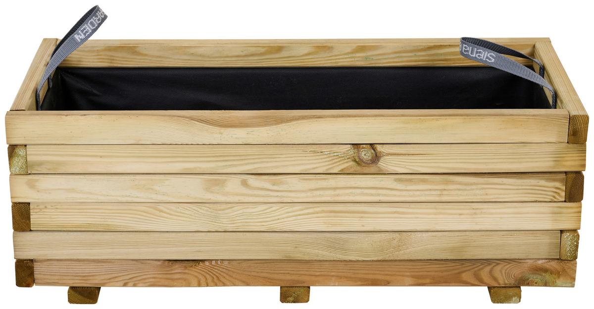 Blumenkasten Schwarz Kieferfarben B: 90 cm - Schwarz/Kieferfarben, Basics, Holz/Textil (90/40/33cm) - Siena Garden