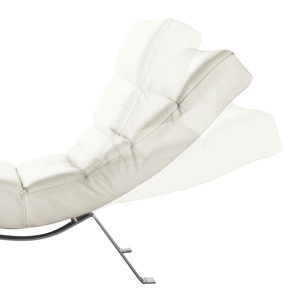 Relaxliege Swing Silver Weiß B: 65 cm - Silberfarben/Weiß, Design, Leder (65/65-95/171cm) - Livetastic