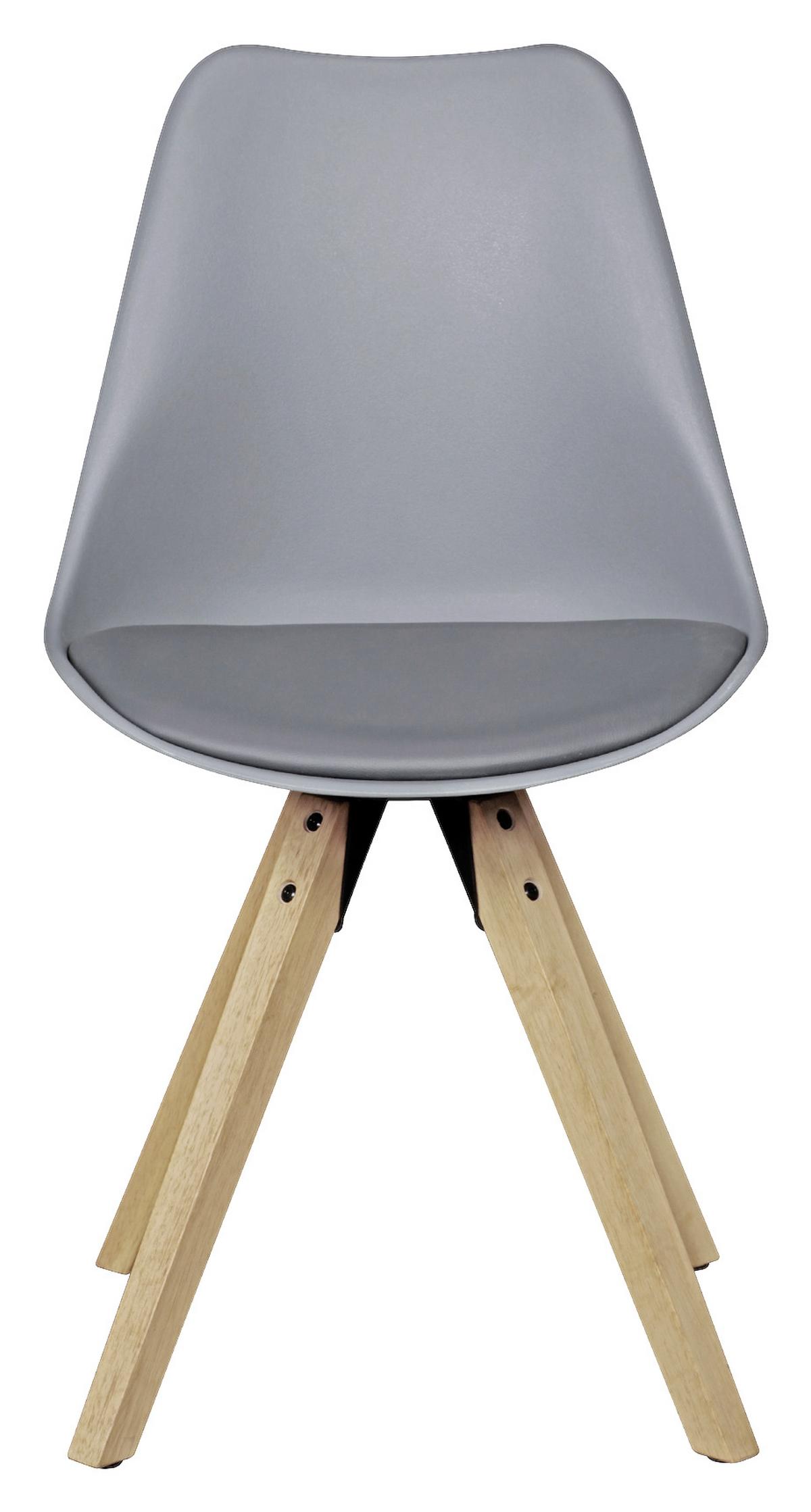 Schalenstuhl Lima Grau Beine Echtholz 2er-Set - Eichefarben/Grau, Design, Holz/Kunststoff (48/89/48cm) - MID.YOU