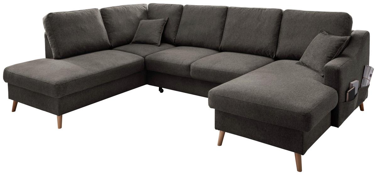 Wohnlandschaft Valentina Mit Schlaffunktion Braun - Braun/Naturfarben, KONVENTIONELL, Textil (200/301/150cm) - P & B