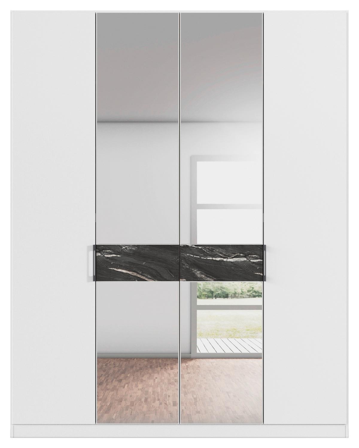 Drehtürenschrank Versity-d Alpinweiß/marmorptik 4trg - Silberfarben/Weiß, Trend, Holzwerkstoff (181/229/54cm) - James Wood